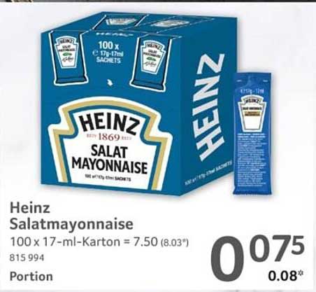 Heinz Salatmayonnaise 100 x 17-ml-Säcke