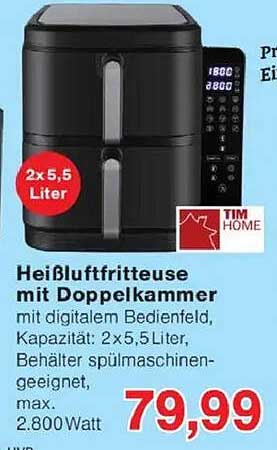 Heißluftfritteuse mit Doppelkammer