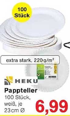 HEKU Pappteller, 100 Stück, extra stark, 23 cm Ø