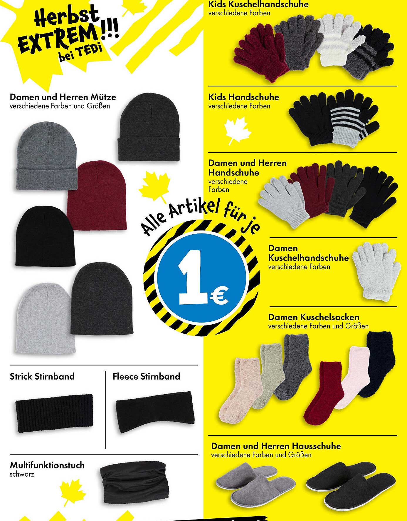 Herbst EXTREM!!! bei TEDi – Alle Artikel für je 1€