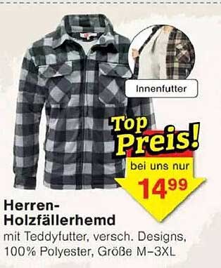 Herren-Holzfällerhemd mit Teddyfutter – für stilvolle Wärme