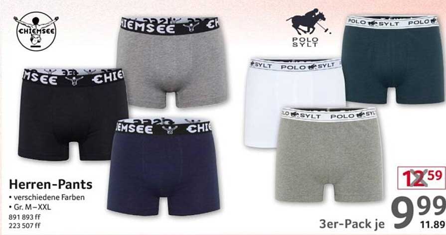 Herren-Pants 3er-Pack – Verschiedene Farben