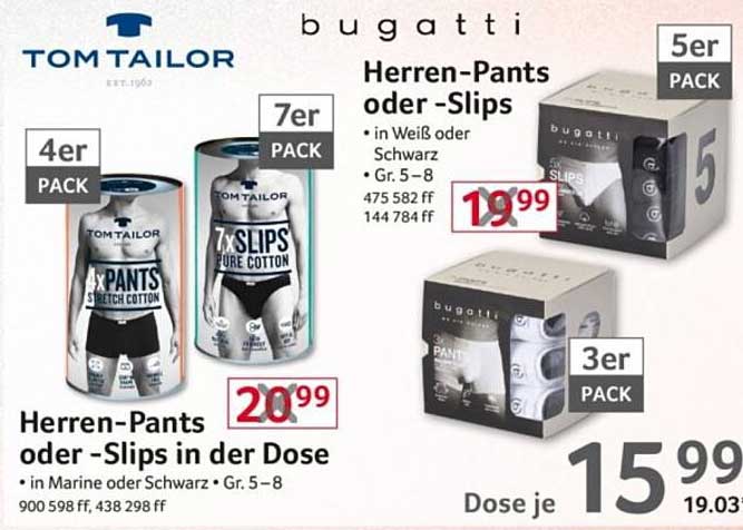 Herren-Pants und -Slips von Tom Tailor und Bugatti