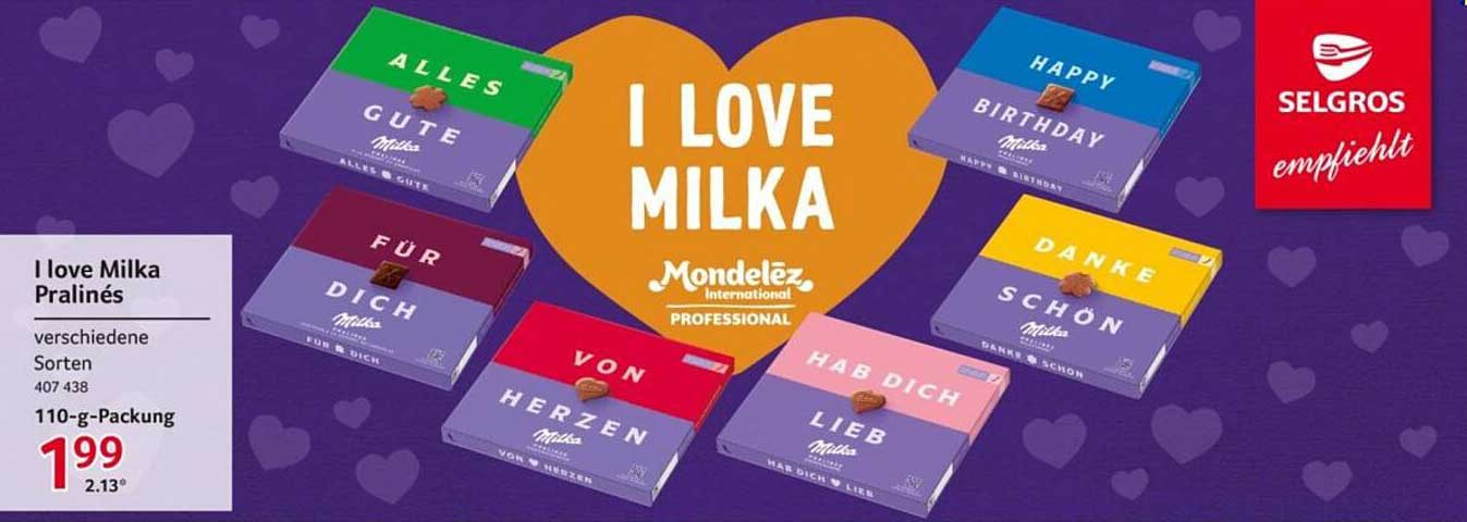I love Milka Pralinés - verschiedene Sorten 110-g-Packung
