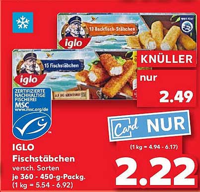 IGLO Fischstäbchen, verschiedene Sorten