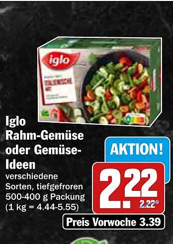 Iglo Rahm-Gemüse oder Gemüse-Ideen 500-400 g Packung
