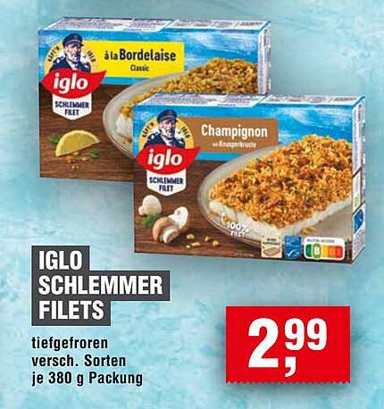 IGLO Schlemmer Filets - tiefgefroren in verschiedenen Sorten, je 380 g Packung