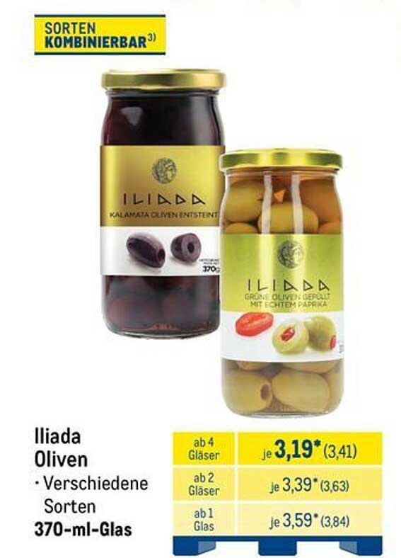 Iliada Oliven - Verschiedene Sorten 370-ml-Glas