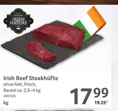 Irish Beef Steakhüfte ohne Fett, frisch