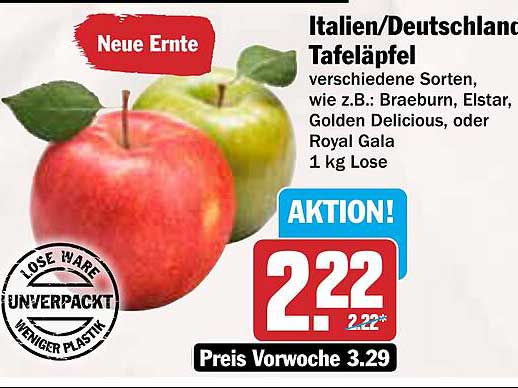 Italien/Deutschland Tafeläpfel 1 kg Lose