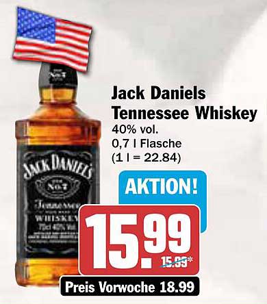 Jack Daniels Tennessee Whiskey 0,7 l - Aktion!