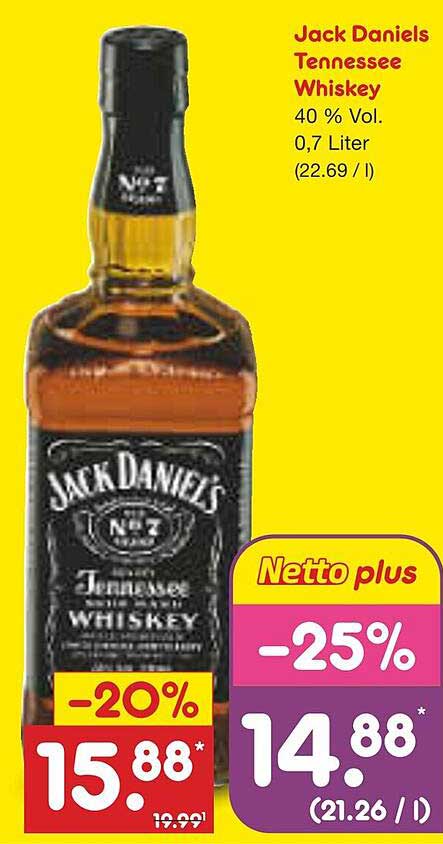 Jack Daniels Tennessee Whiskey 0,7 Liter