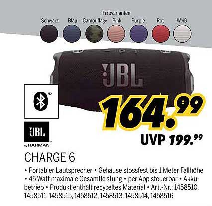 JBL Charge 6 - Portabler Lautsprecher
