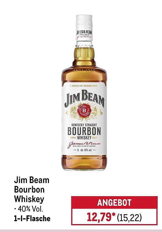 Jim Beam Bourbon Whiskey · 40% Vol. · 1-l-Flasche