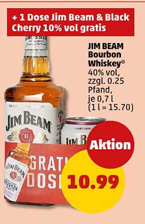 Jim Beam Bourbon Whiskey mit gratis Dose Jim Beam & Black Cherry