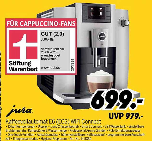 JURA E6 (ECS) WiFi Connect Kaffeevollautomat