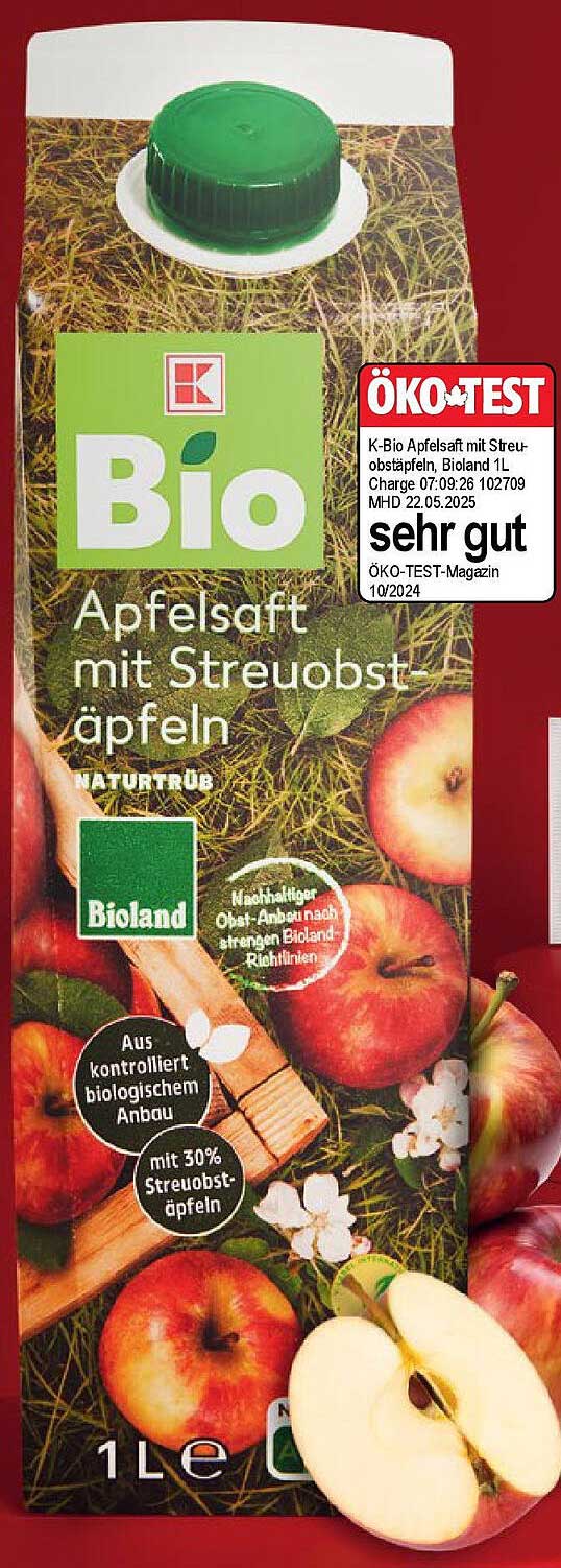 K-Bio Apfelsaft mit Streuobstäpfeln, Bioland 1L