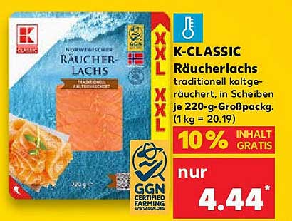 K-CLASSIC Räucherlachs traditionell kaltgeräuchert, in Scheiben
