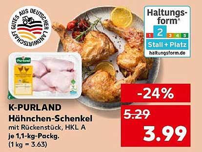 K-PURLAND Hähnchen-Schänkel mit Rückenstück, HKL A