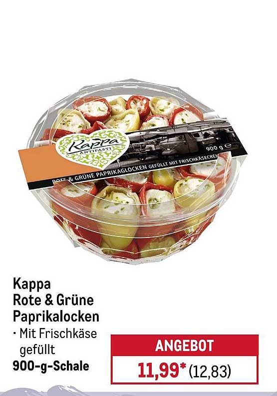 Kappa Rote & Grüne Paprikalocken mit Frischkäse gefüllt, 900-g-Schale