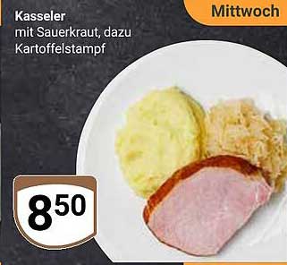 Kasseler mit Sauerkraut, dazu Kartoffelstampf
