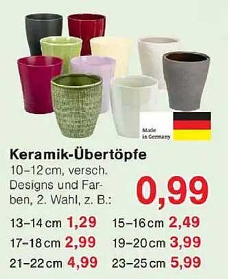 Keramik-Übertöpfe in verschiedenen Designs und Farben