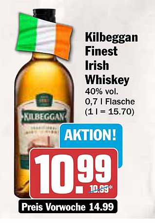 Kilbeggan Finest Irish Whiskey 0,7 l Flasche