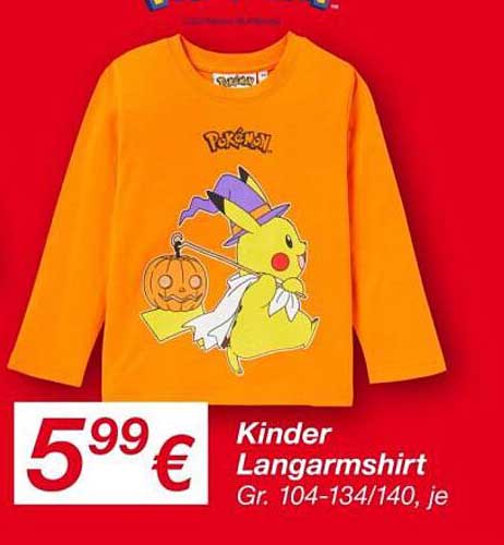 Kinder Langarmshirt Pokémon für nur 5,99 €
