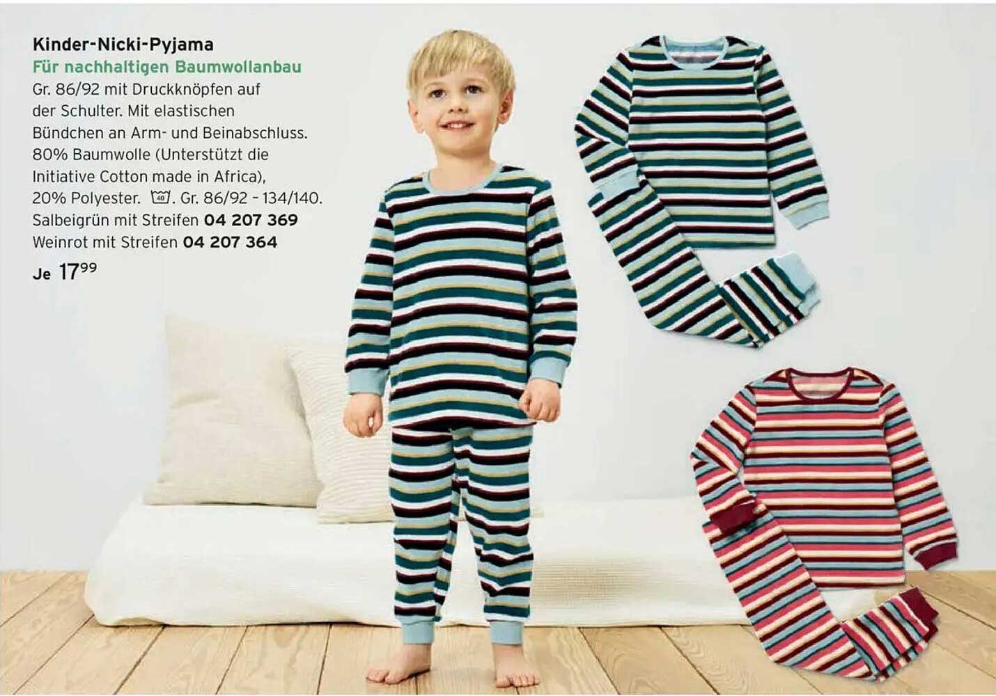Kinder-Nicki-Pyjama für nachhaltigen Baumwollanbau
