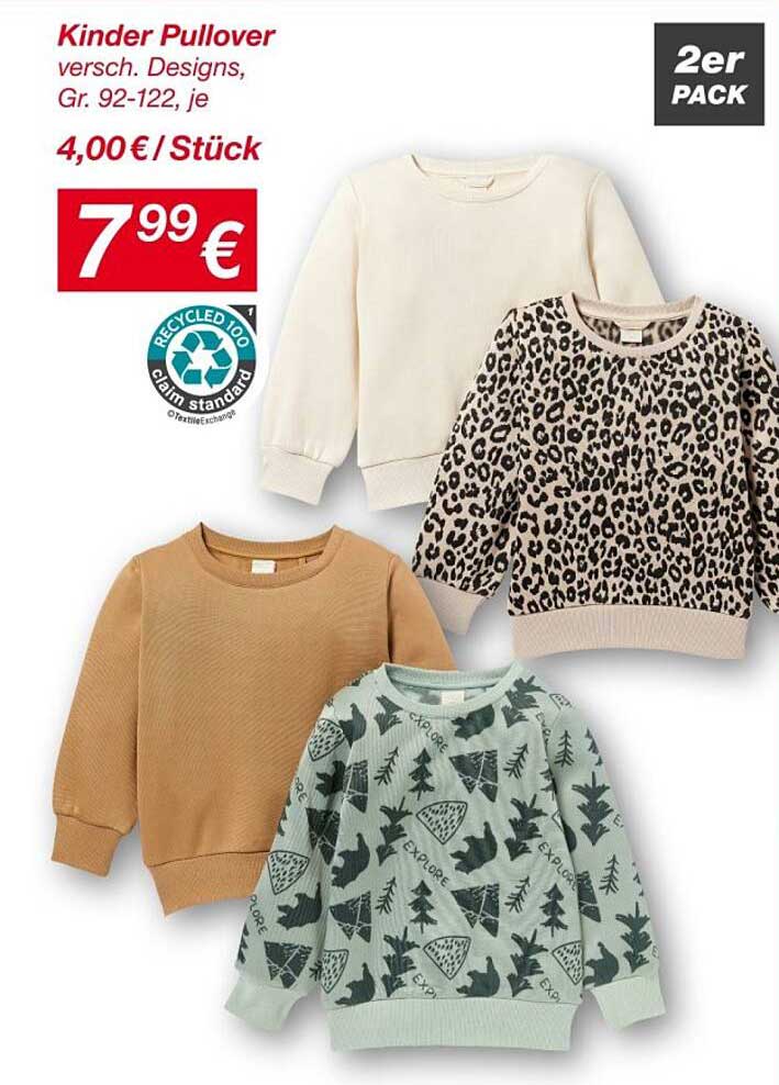 Kinder Pullover, 2er Pack, verschiedene Designs, Gr. 92-122