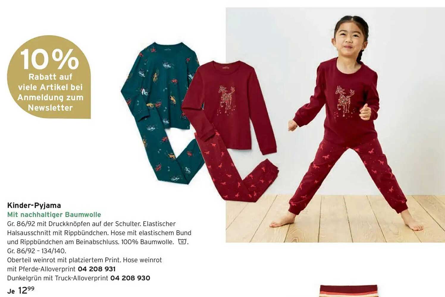 Kinder-Pyjama mit nachhaltiger Baumwolle