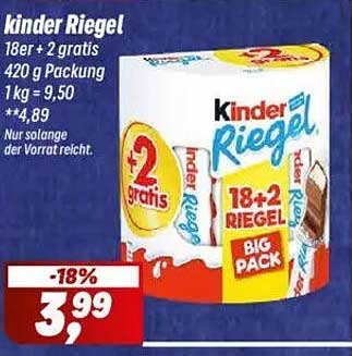 Kinder Riegel 18er + 2 gratis - Big Pack