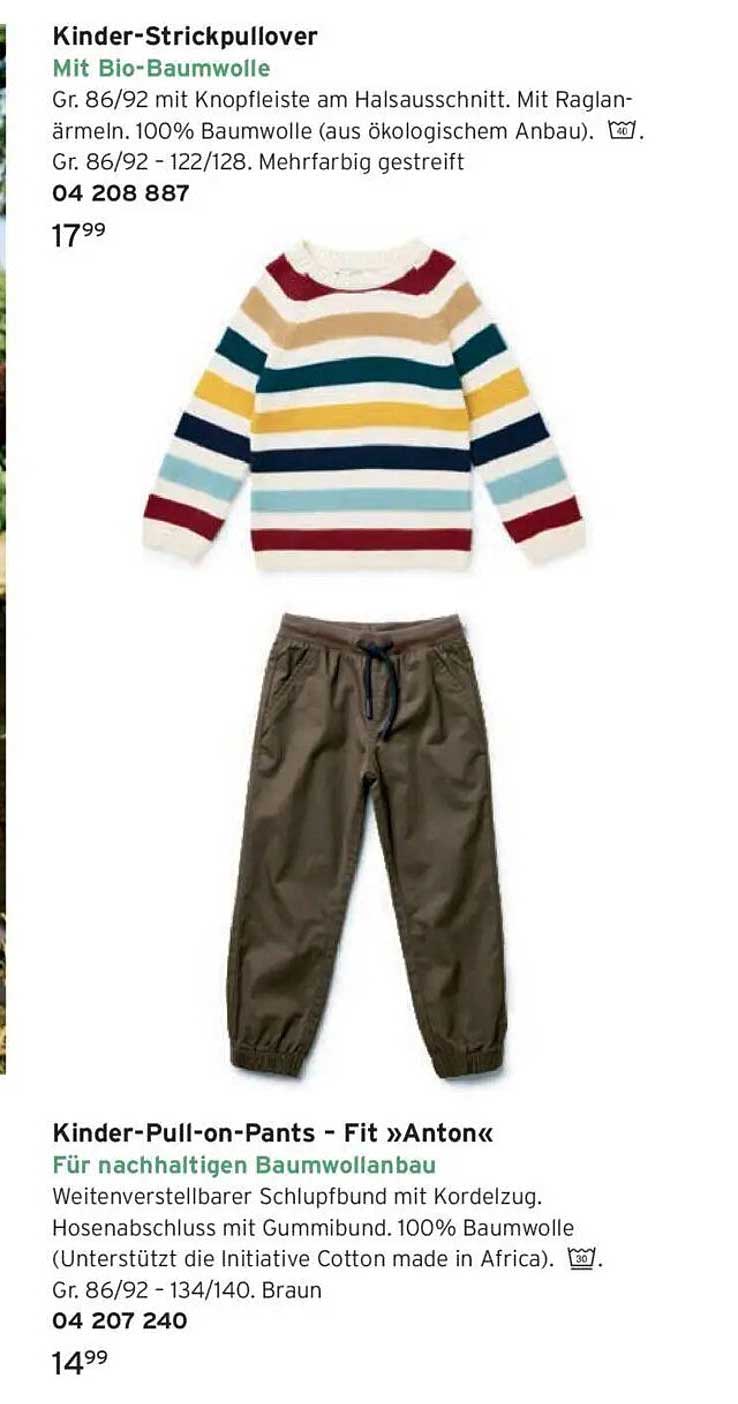 Kinder-Strickpullover und Kinder-Pull-on-Pants - Fit »Anton«