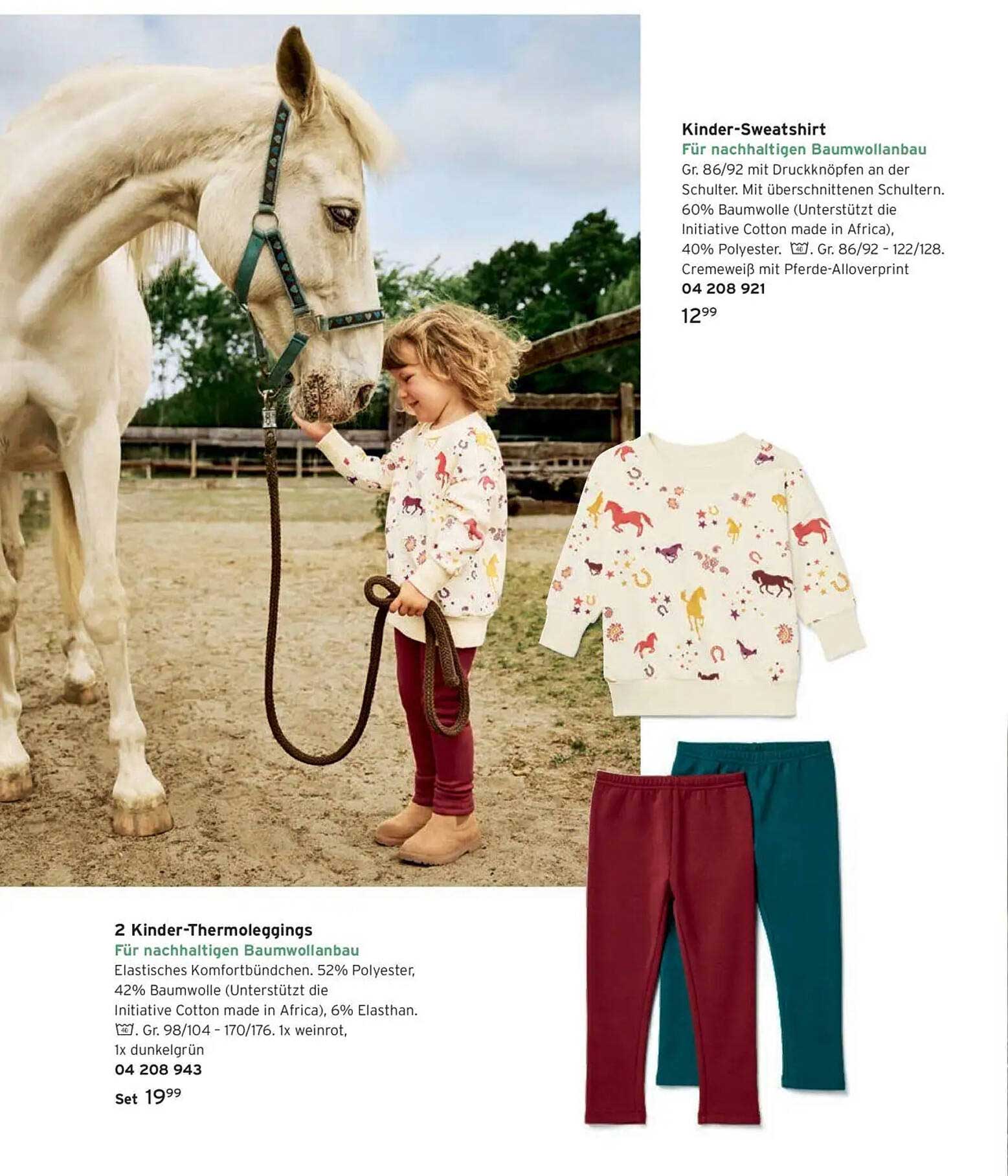 Kinder-Sweatshirt und Thermoleggings Set für nachhaltigen Baumwollanbau