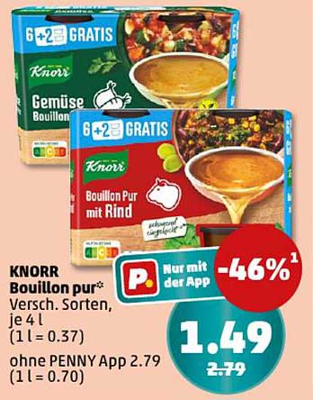 KNORR Bouillon pur, Verschiedene Sorten, je 4 l