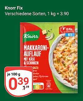 Knorr Makkaroni-Auflauf mit Käse & Schinken, 100 g für nur 0,39 €