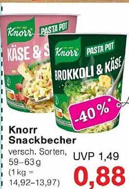 Knorr Snackbecher – Käse & Spinat und Brokkoli & Käse