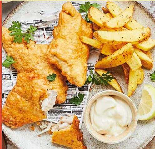 Knuspriger Fisch mit hausgemachten Pommes frites