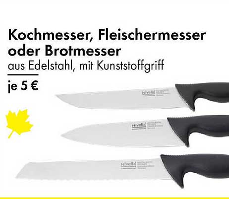 Kochmesser, Fleischermesser oder Brotmesser aus Edelstahl, mit Kunststoffgriff je 5 €
