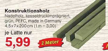 Konstruktionsholz - Nadelholz, kesseldruckimprägniert, grün, PEFC, made in Germany