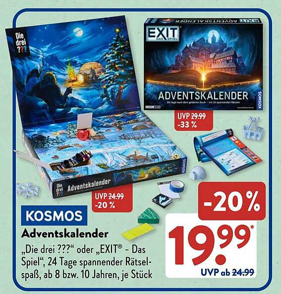Kosmos Adventskalender – Die drei ??? oder EXIT® – Das Spiel