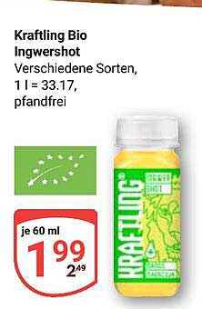 Kraftling Bio Ingwershot, Verschiedene Sorten, 60 ml