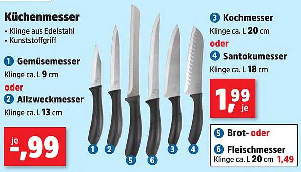 Küchenmesser – Klinge aus Edelstahl mit Kunststoffgriff