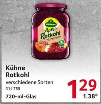 Kühne Rotkohl 720-ml-Glas für nur 1,29 €
