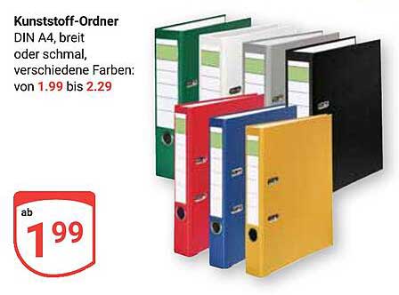 Kunststoff-Ordner DIN A4 - breit oder schmal, verschiedene Farben