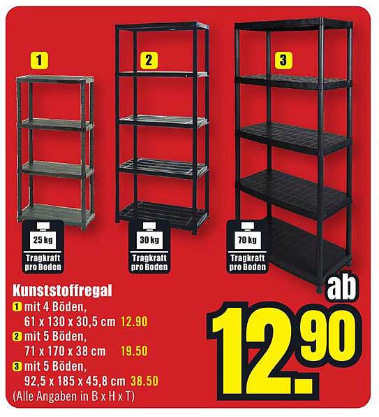 Kunststoffregal mit 4 oder 5 Böden