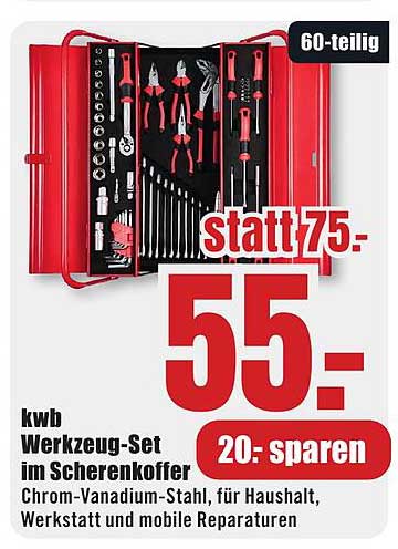 kwb Werkzeug-Set im Scherenkoffer - 60-teilig