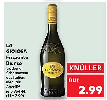 LA GIOIOSA Frizzante Bianco trockener Schaumwein aus Italien