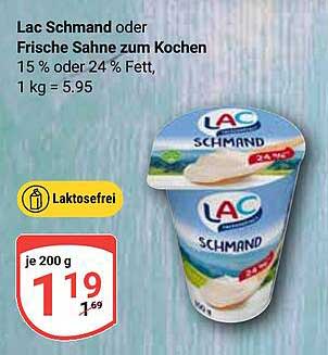 Lac Schmand oder Frische Sahne zum Kochen - 200 g für nur 1,19 €