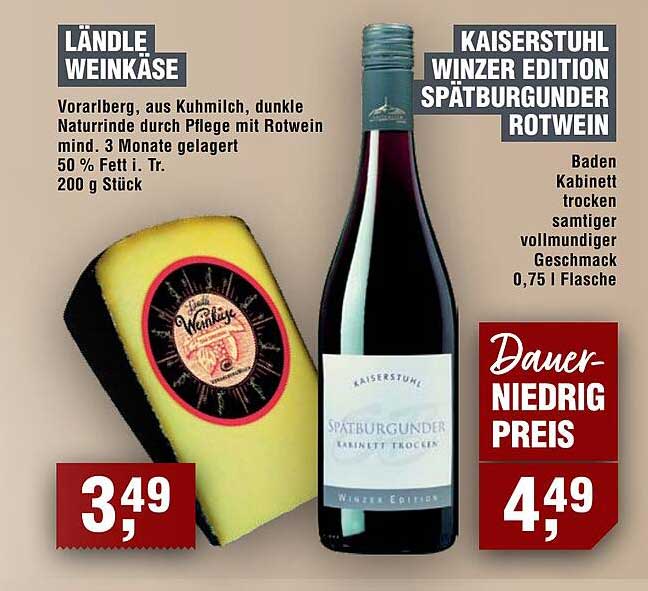 Ländle Weinkäse & Kaiserstuhl Winzer Edition Spätburgunder Rotwein